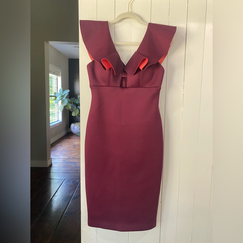 Gianni Bini Red V-Neck Bodycon Dress Cocktail
